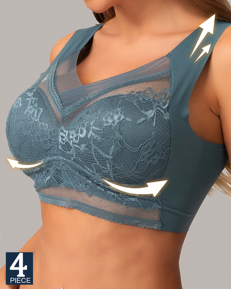 Plunge Bra Push Up - 4Pcs Plus Size Women Seamless Bra