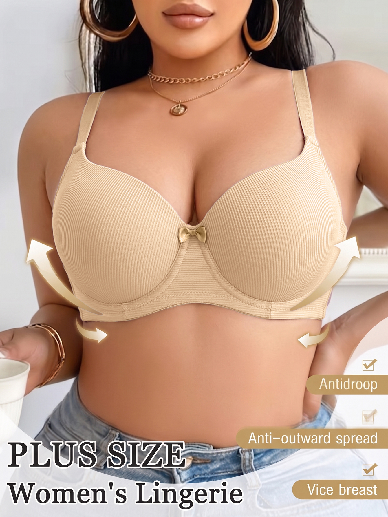 Plus Size Anti-Sagging Women B - Underwire Bra Padded 评论和价格