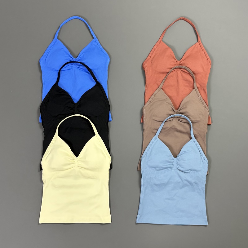 Sports Tank Top Women Halter V - T Shirt Bra Seamless 评论和价格
