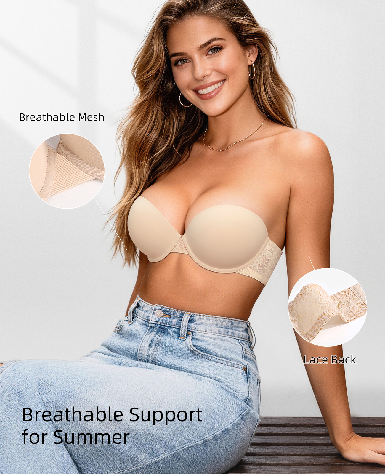 New Push Up Bra Women Lace Pad - Convertible Bra Multiway 评论和价格