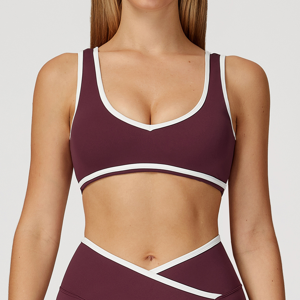 V-Neck Sports Bra Women Top Pu - Plunge Bra Push Up 评论和价格