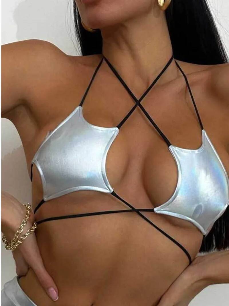 Women's Metallic Star Bra Top  - Lace Bralette Set 评论和价格