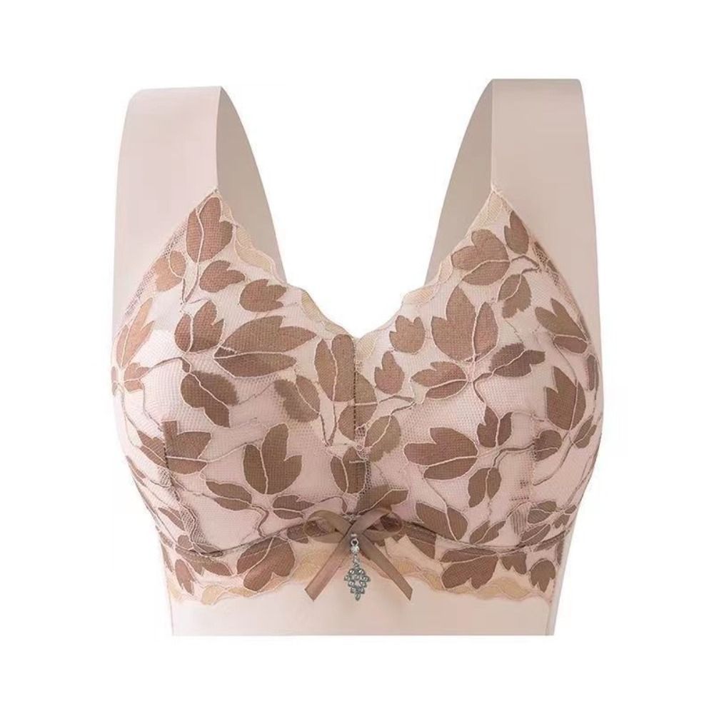 Comfortable Leaf Lace Deep V B - Wirefree Bra Comfort 评论和价格