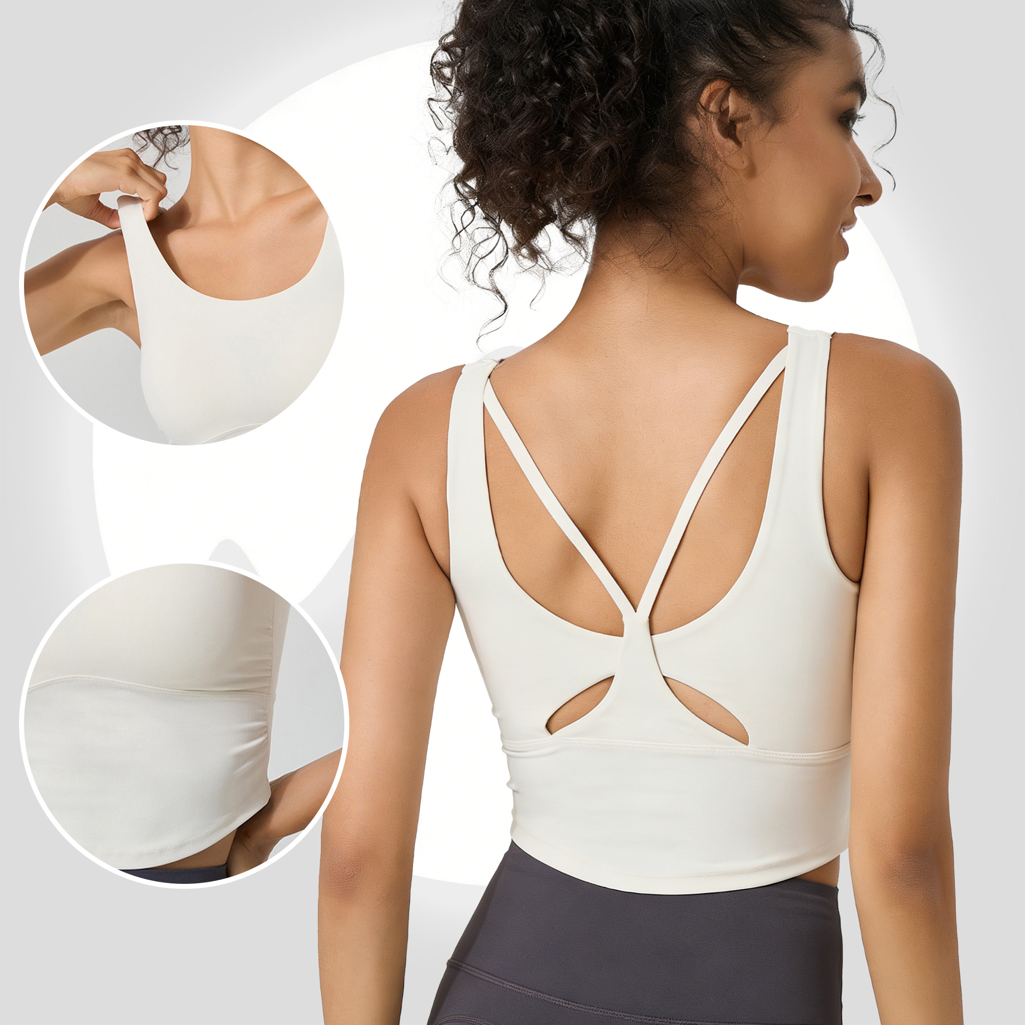 Women's Fixed Cup Yoga Sports  - Sports Bra Racerback 评论和价格