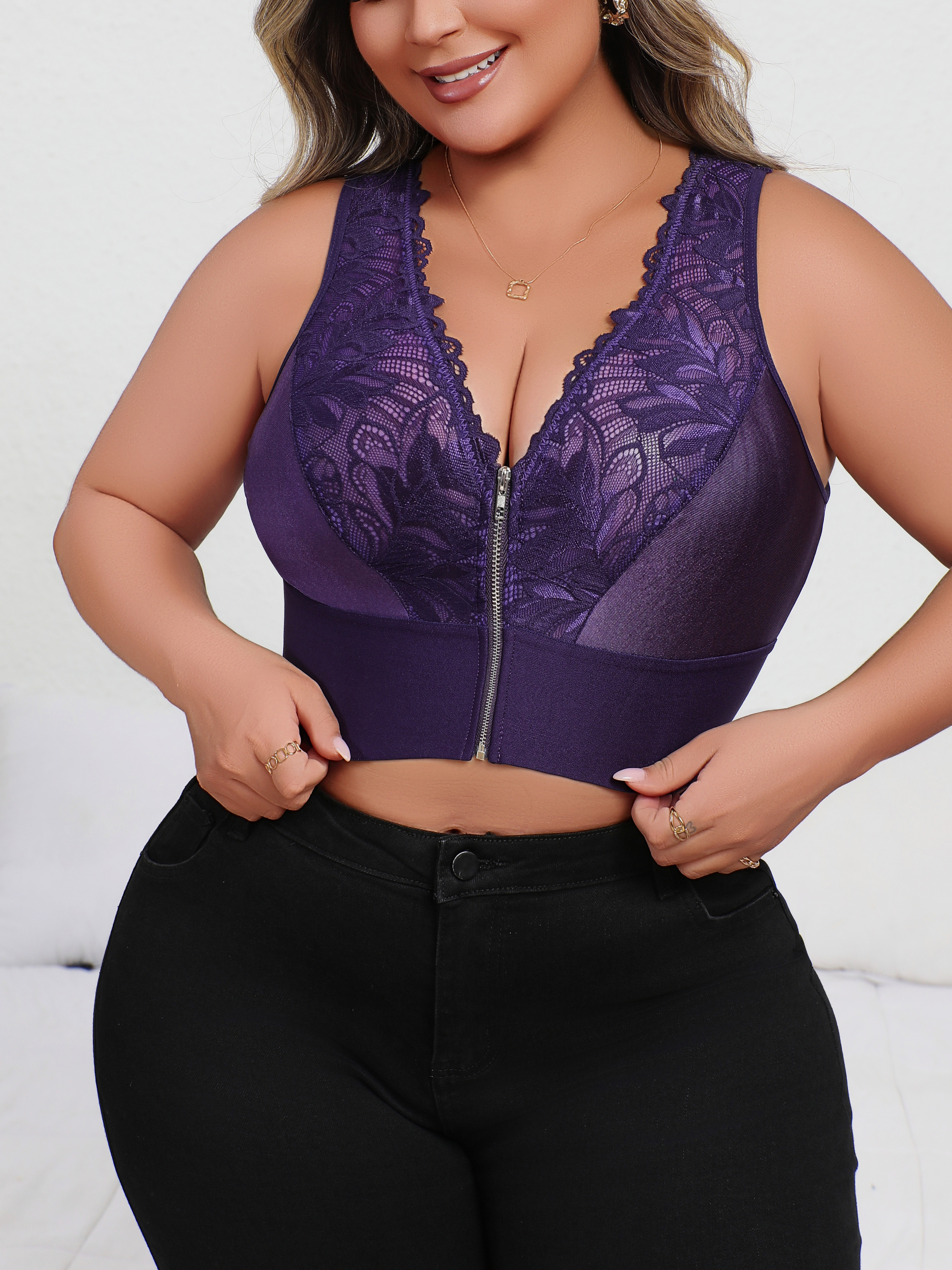 New Arrival Plus Size Sexy Pur - Plunge Bra Push Up 评论和价格