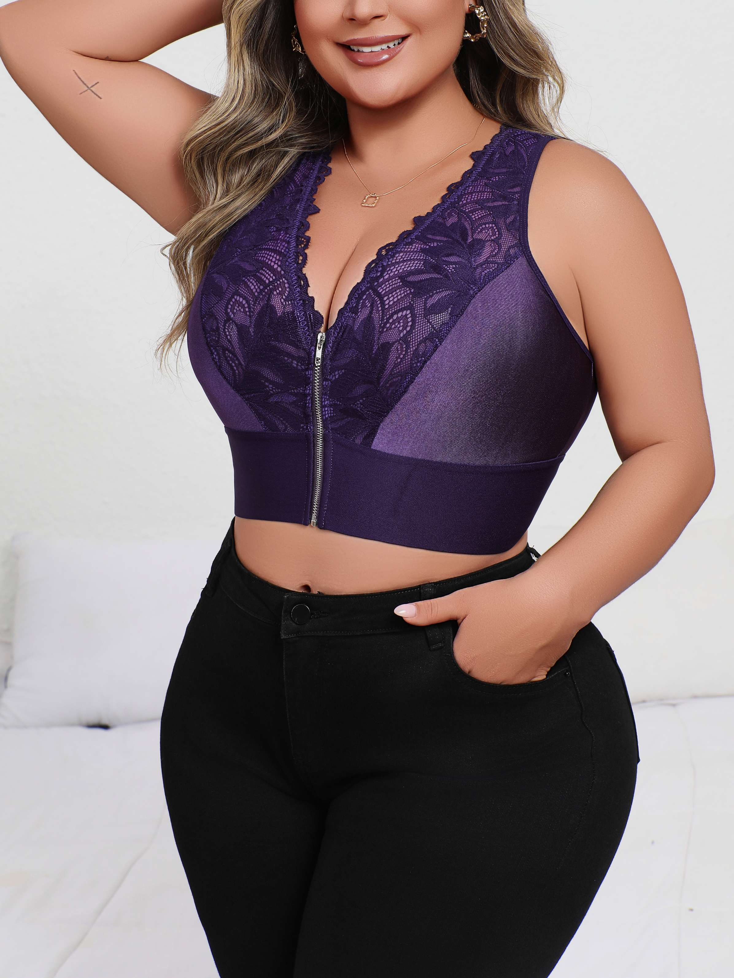 New Arrival Plus Size Sexy Pur - Plunge Bra Push Up 评论和价格