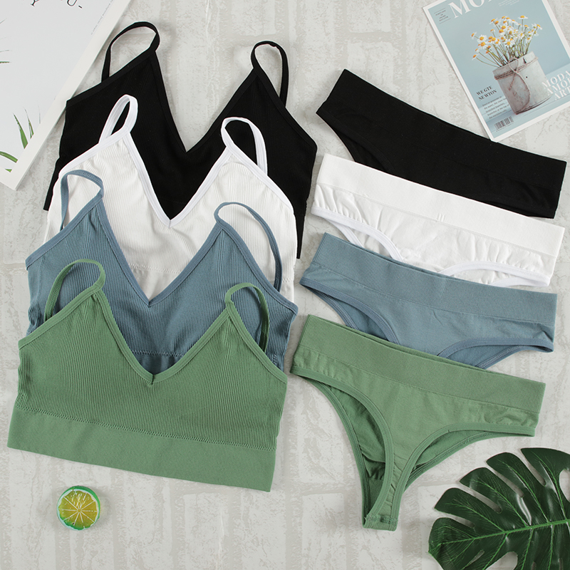 CHRLEISURE Women Underwear Set - T Shirt Bra Seamless 评论和价格