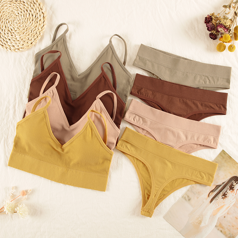 CHRLEISURE Women Underwear Set - T Shirt Bra Seamless 评论和价格