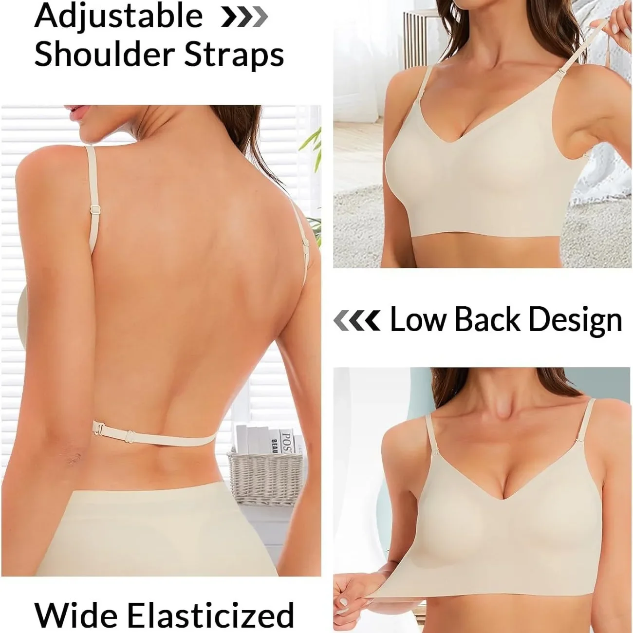 Top RatedSeamlLow Back Bra Sup - Convertible Bra Multiway 评论和价格